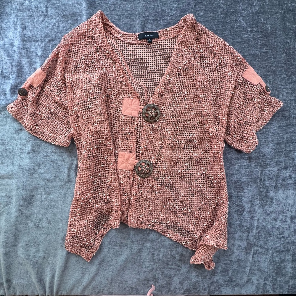 Kaktus Coral Mesh Knit Top